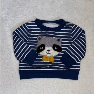 (3 for $10) chick pea Striped Navy Blue Raccoon sweater Top 🦝